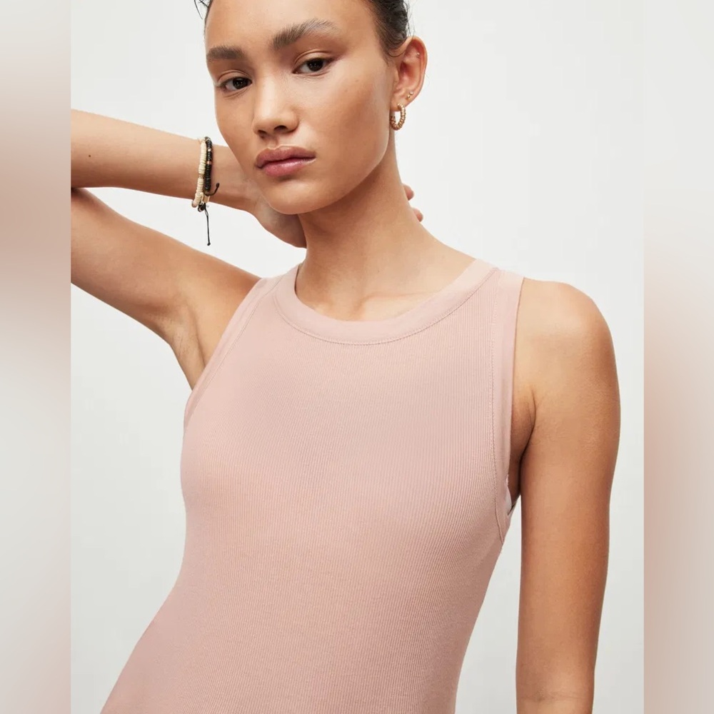 All Saints Rina Ribbed Tank Top Soft Pink 8
